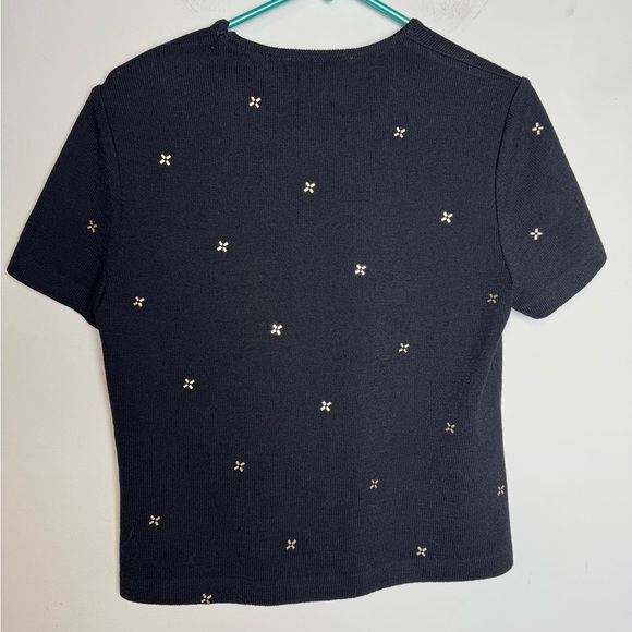 St. John Knit Top Short Sleeve embellished Small - Picture 2 of 7